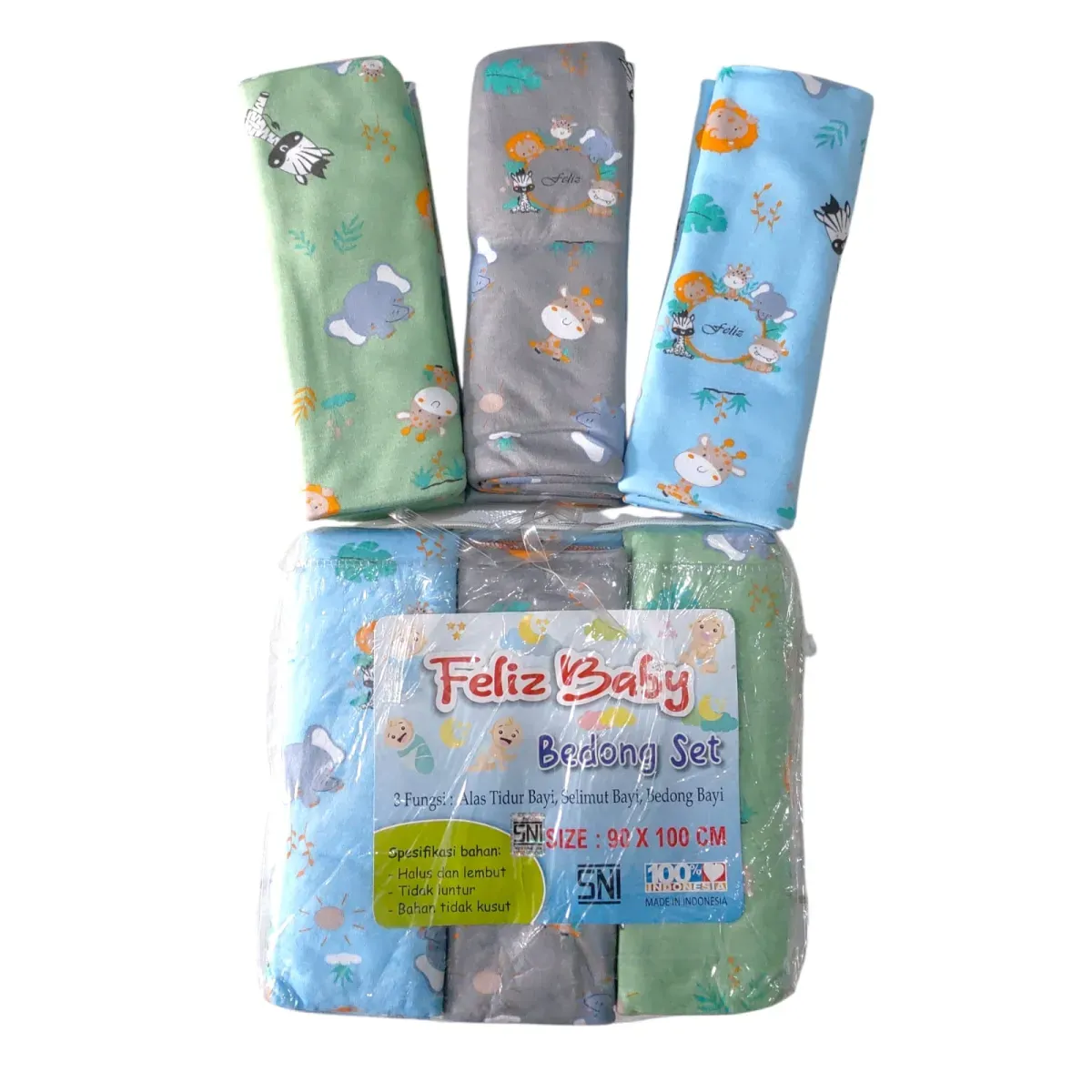Bedong Bayi kaos print 90 X 100 cm