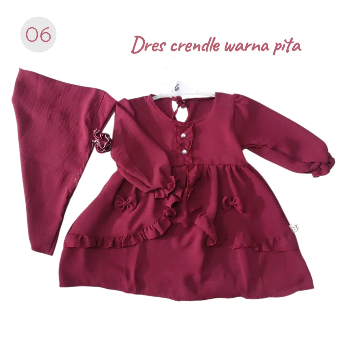 Dress Gamis Crendle warna Pita Usia 1-2Th