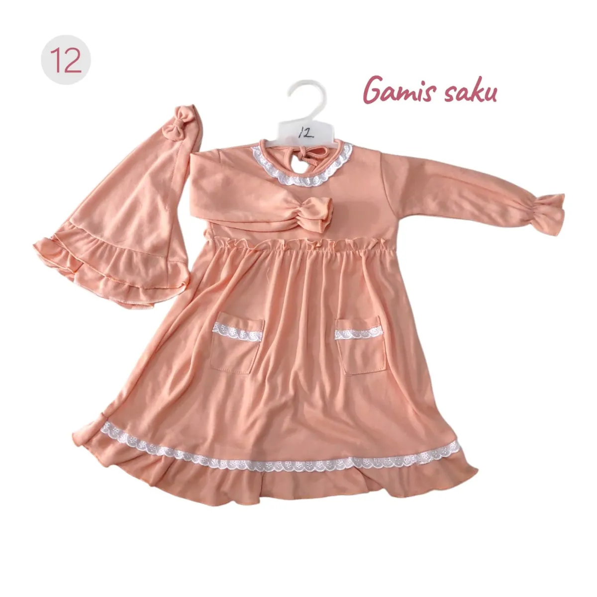 Dress Gamis Saku Crendle warna Pita Usia 1-2Th