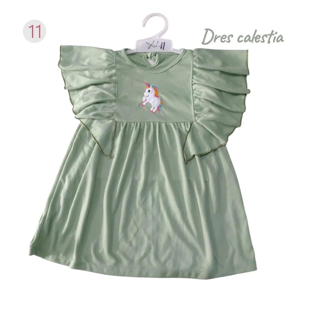 Dress Callestia warna Pita Usia 1-2Th