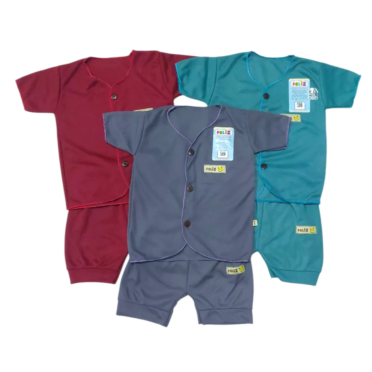 Stelan Baju Neci Warna Polos Felis NB  Pendek